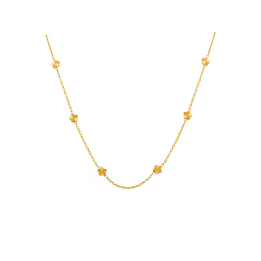 Stainless Steel Version Design Sexy Literary Flower Necklace Gold