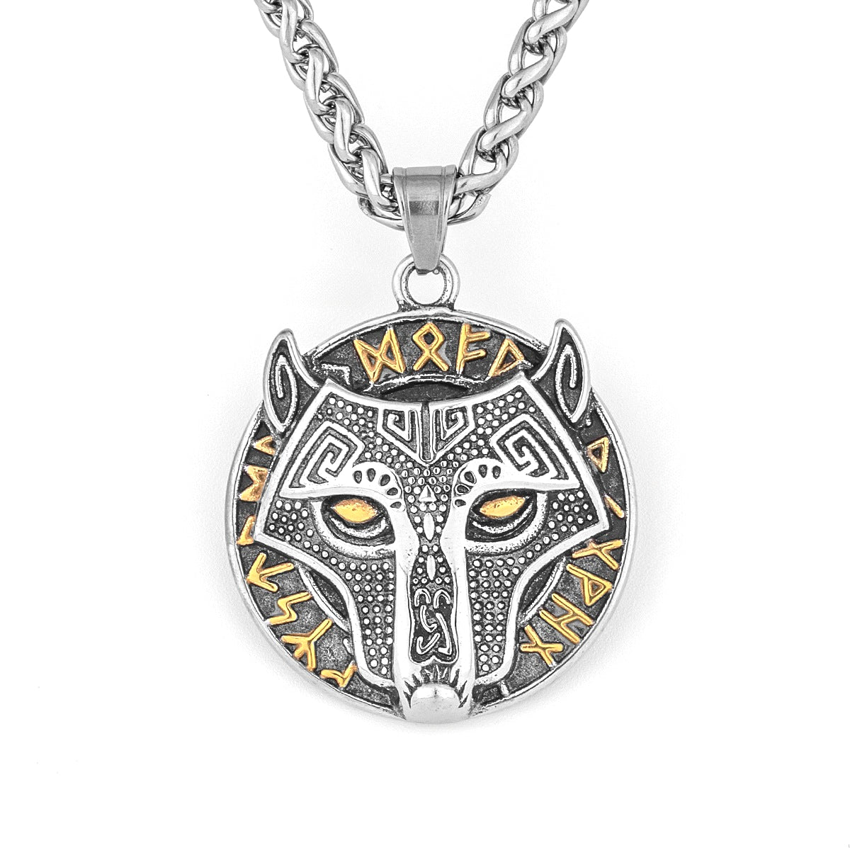 Nordic Men's Jewelry Viking Wolf Head Pendant Necklace