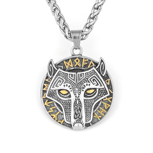 Nordic Men's Jewelry Viking Wolf Head Pendant Necklace