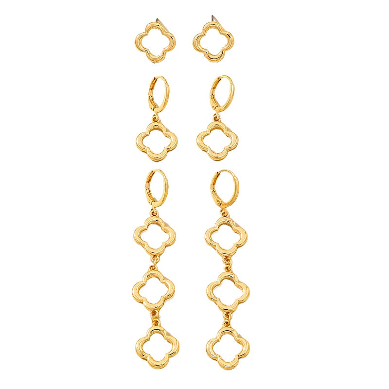 Planderful Vienna Verve Earrings Set – Exquisite Four-Leaf Clover Design