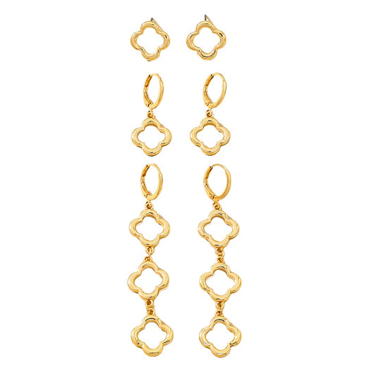 Planderful Vienna Verve Earrings Set – Exquisite Four-Leaf Clover Design