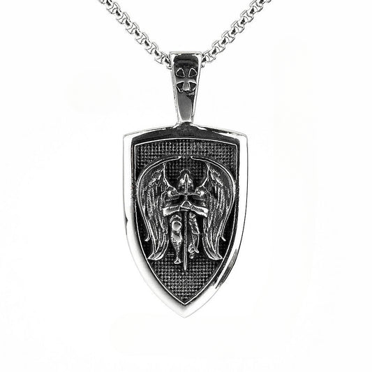 European and American Retro Men's St. Michael Necklace Pendant