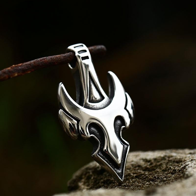 Titanium Steel Retro Naval Anchor Pendant for Men - European and American Flame Design