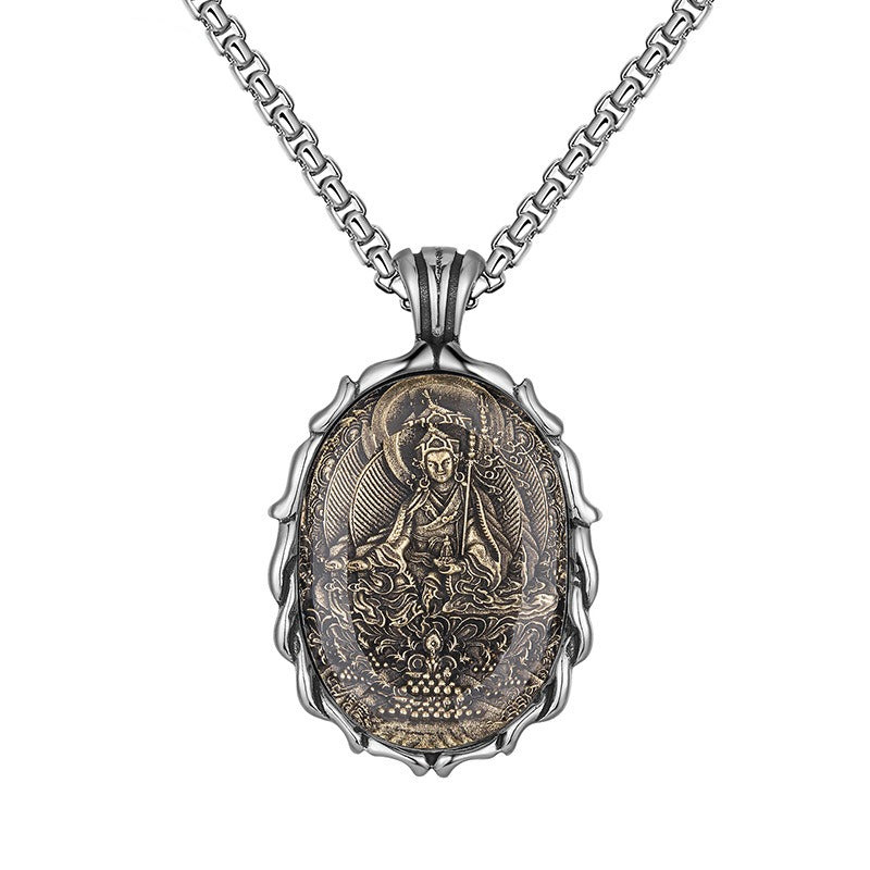 Steel Necklace – Vintage Buddha Pendant For Men