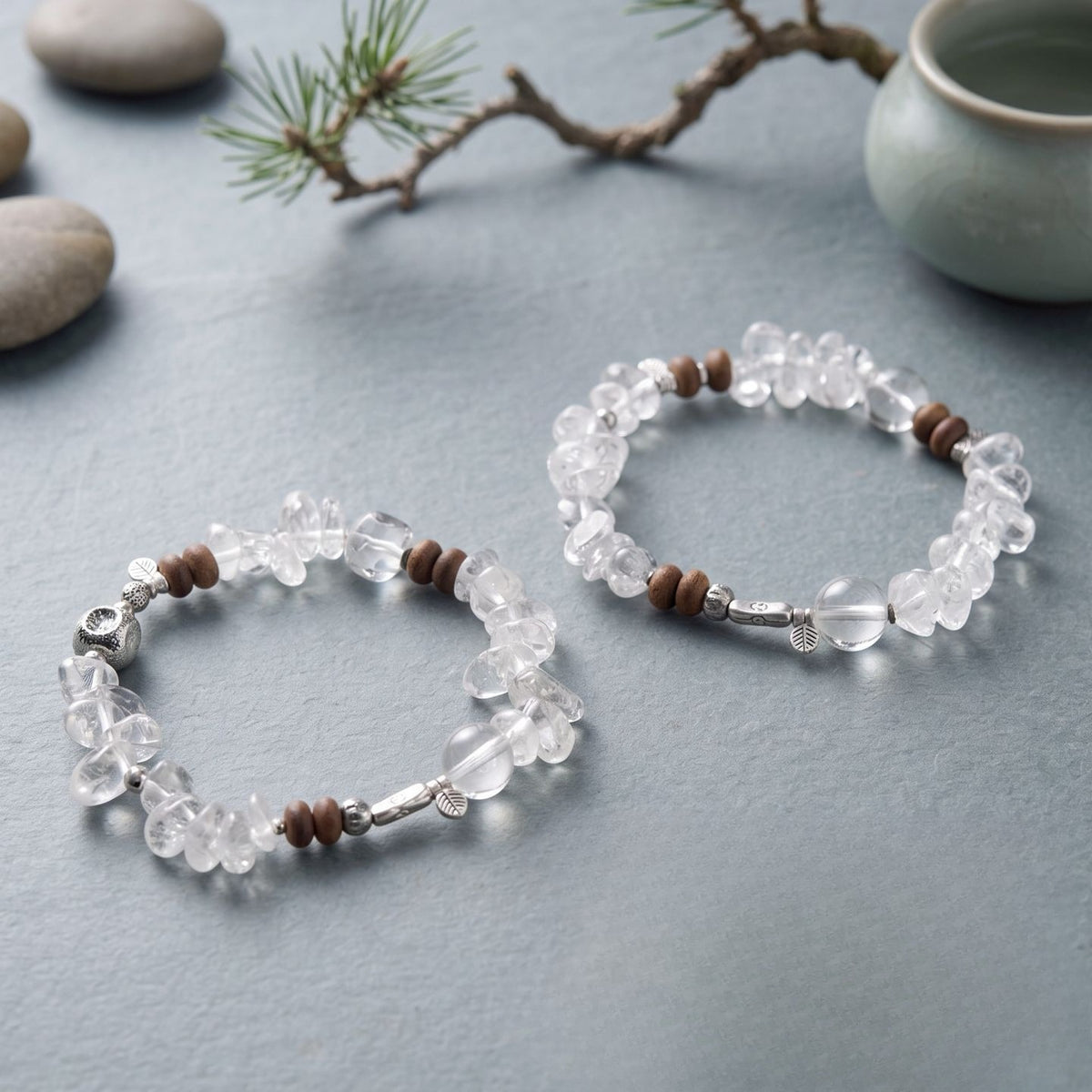 Clear Quartz & Agarwood Bracelet