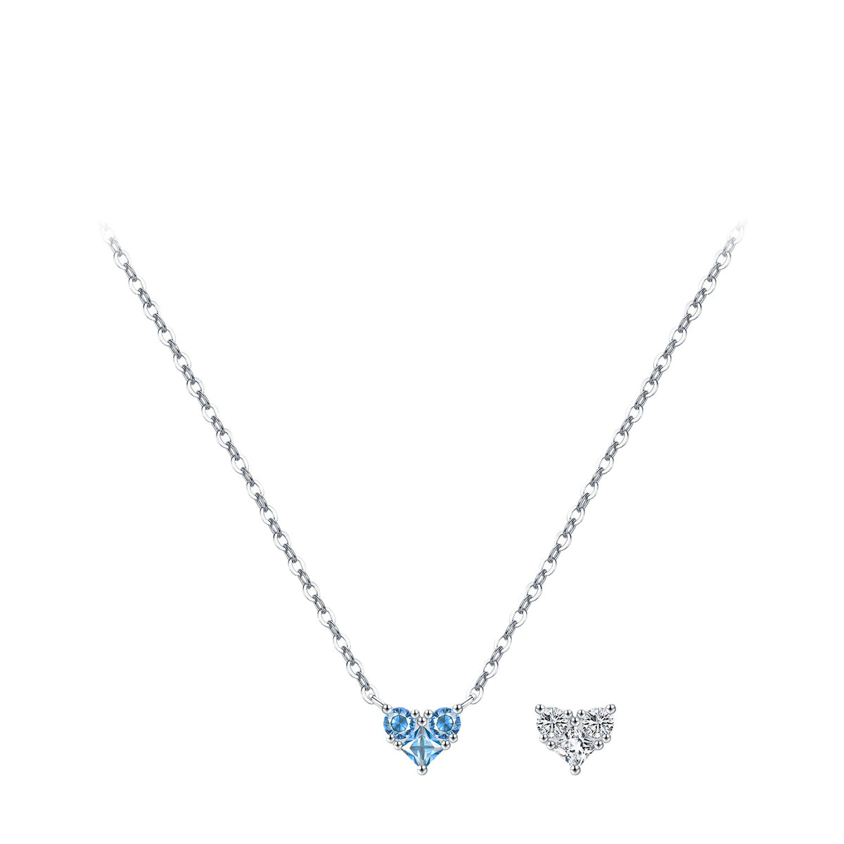 925 Sterling Silver Birthstone Heart Zircon Necklace