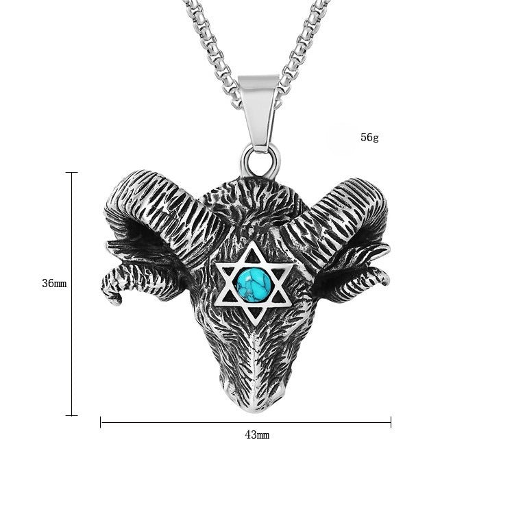 Planderful Titanium Steel Sheep Head Pendant For Men Unisex Bold Protection Statement Jewelry