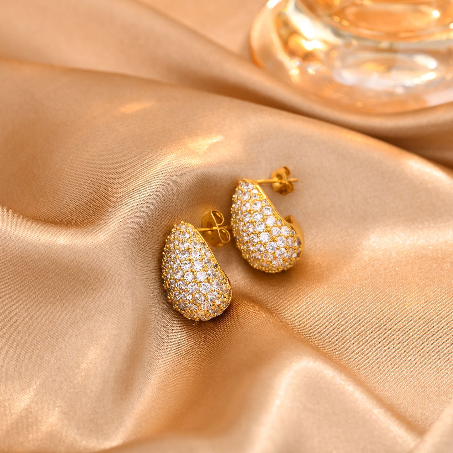 European And American Fashion Accessories Gold Zircon Earrings