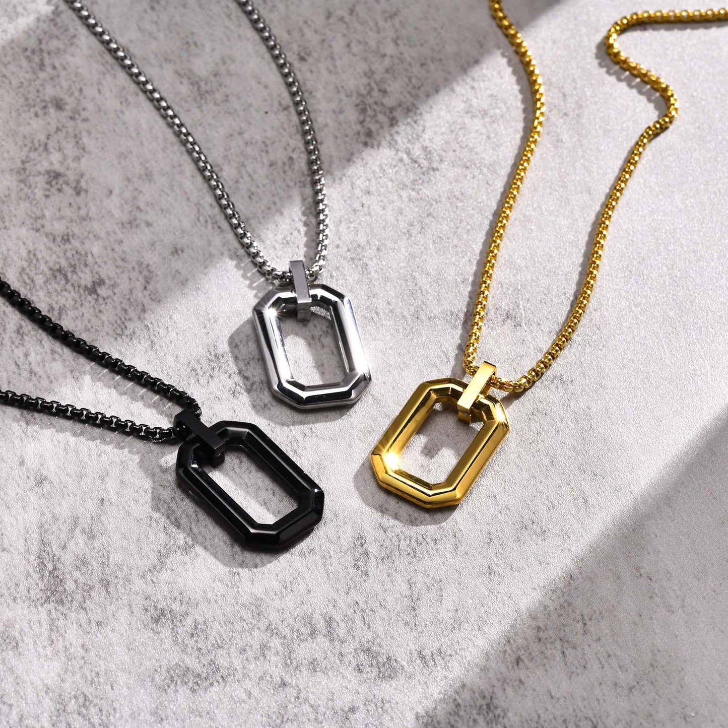 Stainless Steel Geometric Men's Pendant Hip Hop Necklace