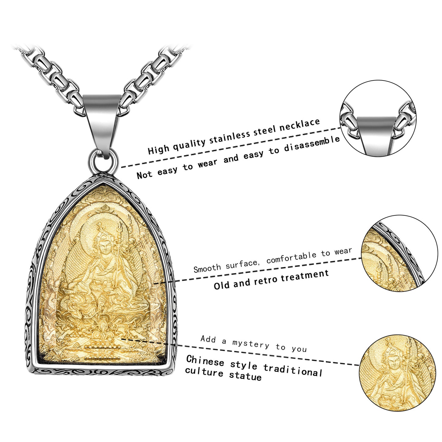 Titanium Steel Necklace – Vintage Thai Amulet Style For Everyday Winter Wear Gift For Boyfriend