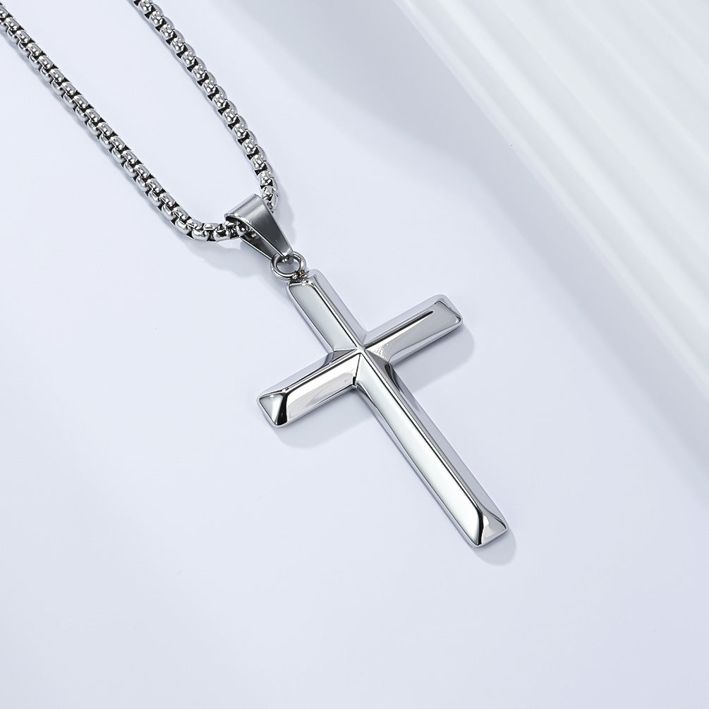 Stainless Steel Cross Necklace Planderful Everyday Genie Unisex Premium Glossy Rhombus Pendant