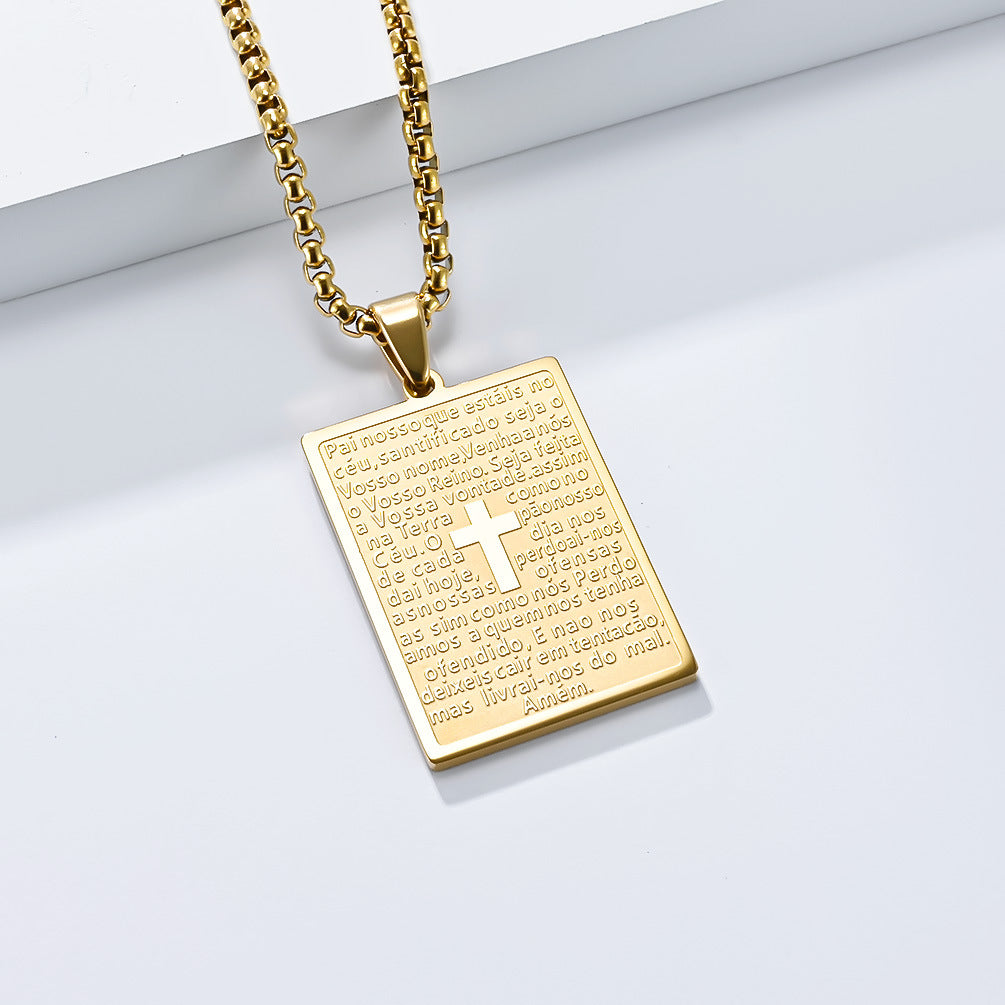 Planderful Prayer Text Titanium Steel Necklace Niche Design With Body Protection Pendant Jewelry For Spiritual Seekers