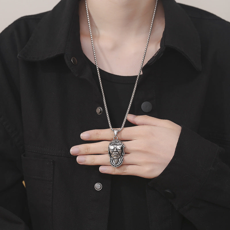Steel Necklace - Vintage Punk Pendant for Everyday Streetwear Chic by Planderful