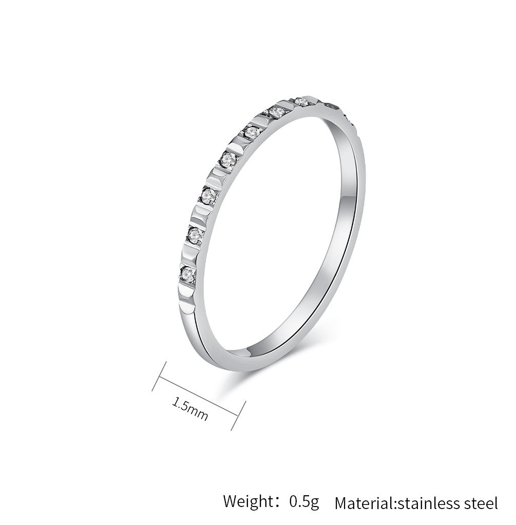 Planderful Zircon Tail Ring Titanium Steel Stacked Ring For Everyday Elegant Women