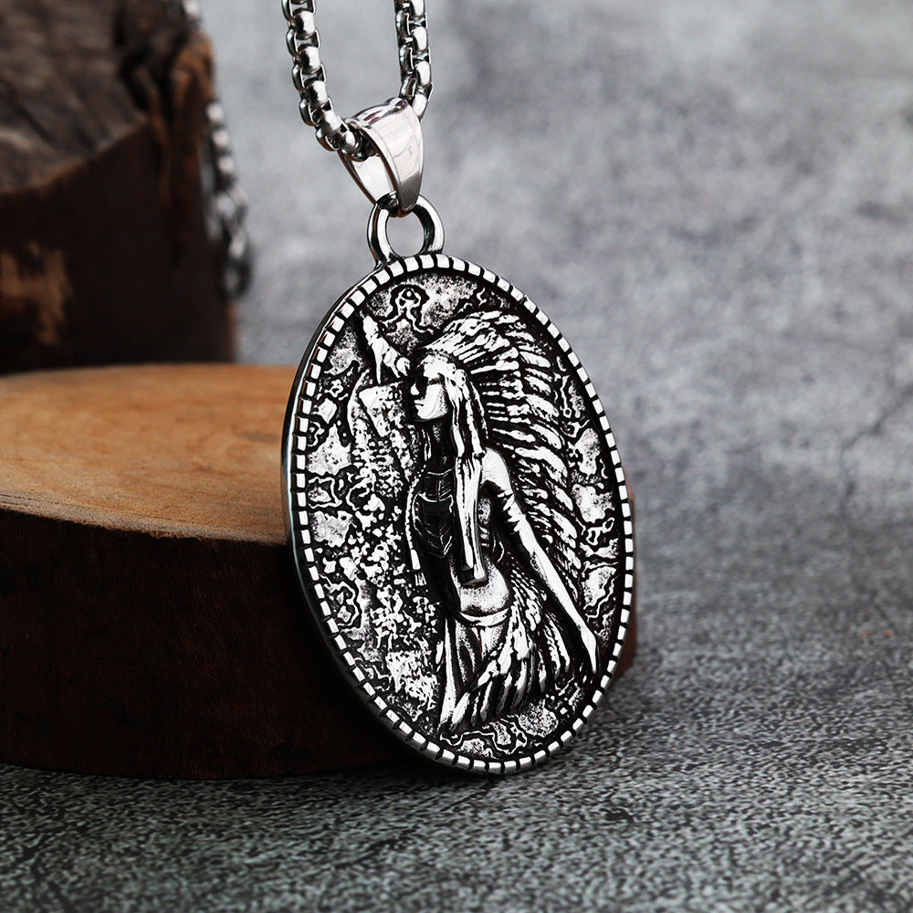 Punk Portrait Stainless Steel Pendant Necklace