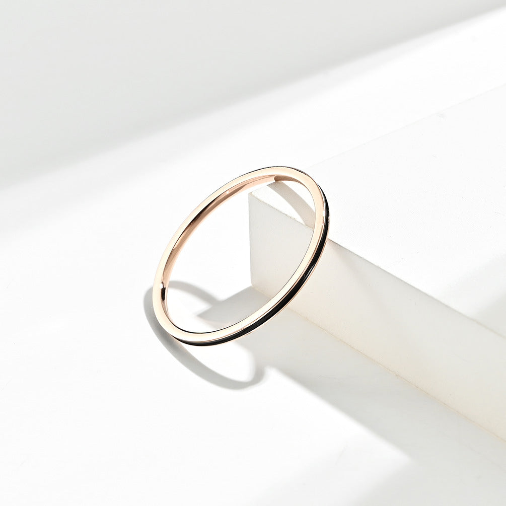 Sources 1mm Rose Gold Enamel Can Be Stacked Women's Stainless Steel Ring Drop