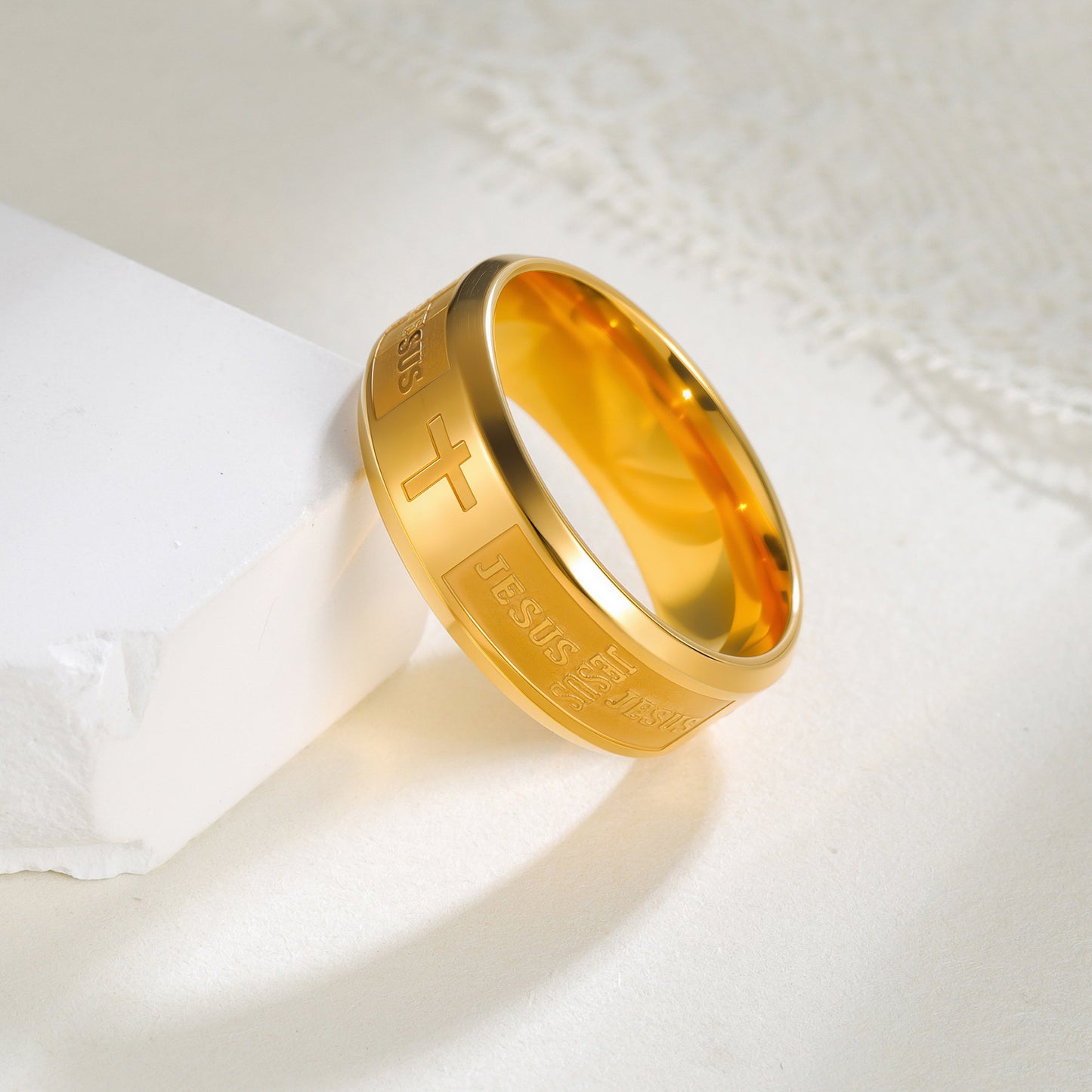 Planderful Everyday Genie Mens Stainless Steel Gold Ring