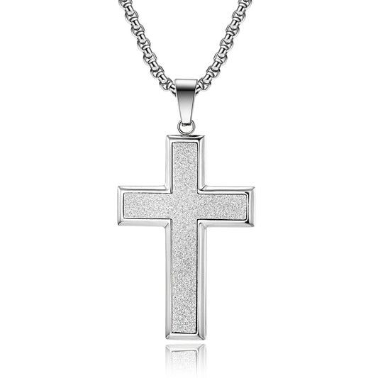 European and American Style Large Titanium Steel Cross Necklace