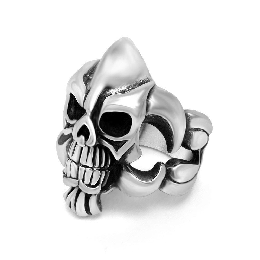 Retro Titanium Steel Skull Ring For Men Size 7 To 12