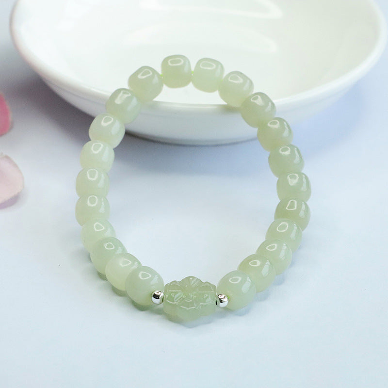 Qingshui Hetian Jade Petal Bead Bracelet