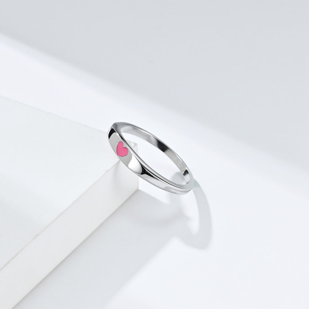 Japanese and Korean Style Simple Love Titanium Steel Ring