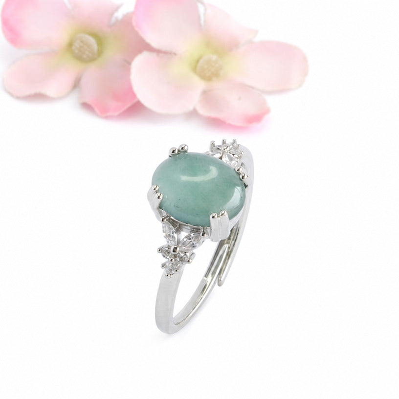 Blue-Water Jadeite Classic Ring