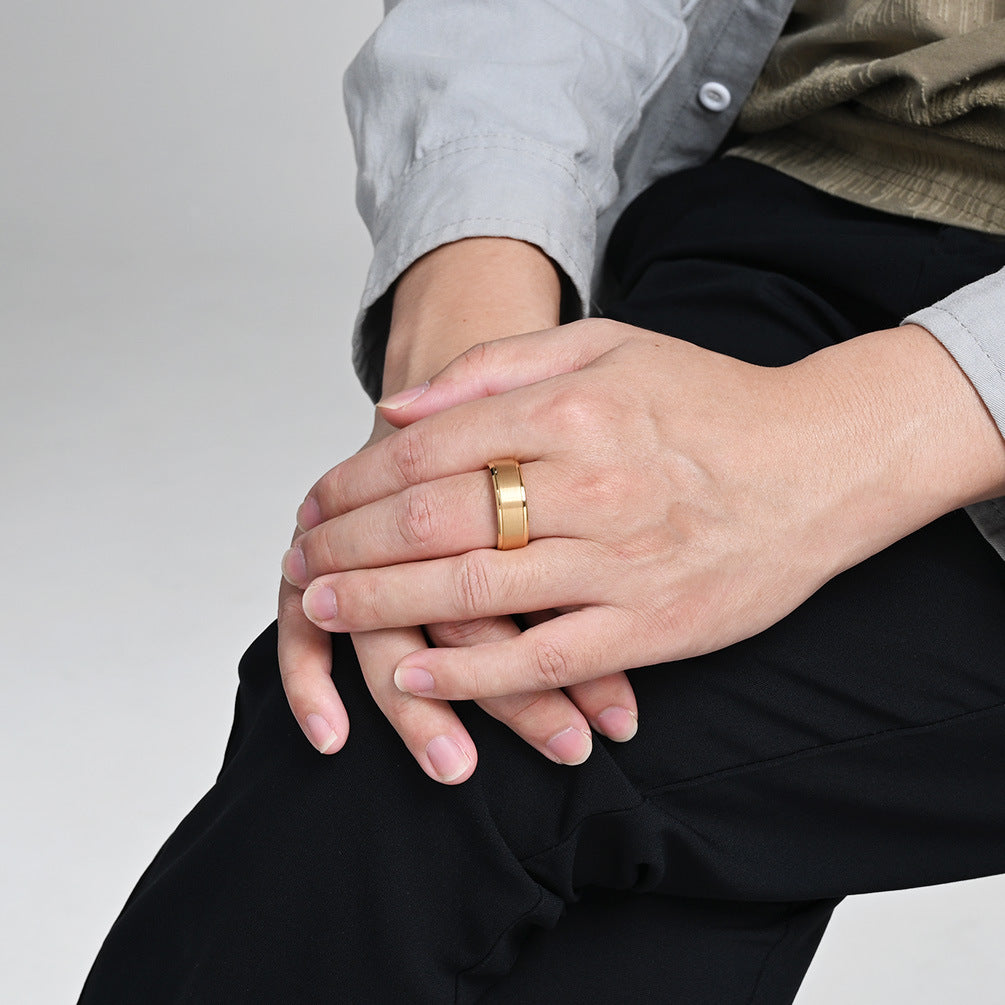 Planderful Tungsten Ring Gold Plated Unisex Minimal Band For Couples Mens Womens Jewelry