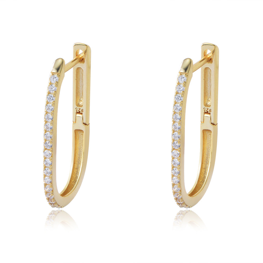 Exclusive For S925 Pure Silver U-Shaped Zircon Earrings, Buckles, Cool Style, And Versatile