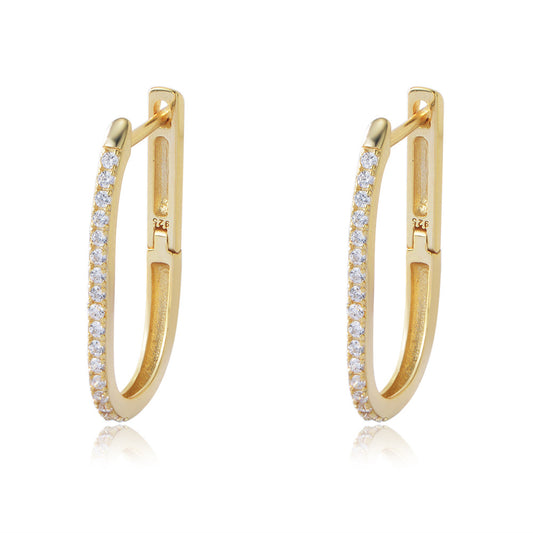 Exclusive For S925 Pure Silver U-Shaped Zircon Earrings, Buckles, Cool Style, And Versatile
