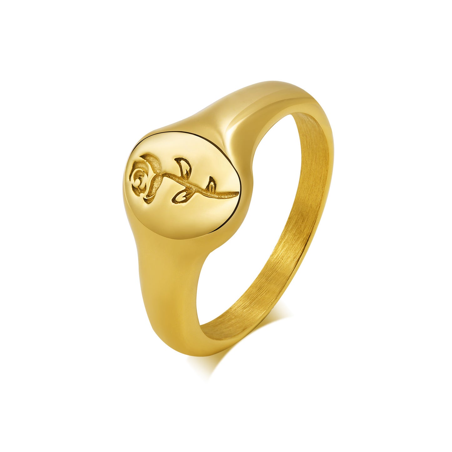 Stainless Steel Rose Casting Ring Gold Ladies Fashion Accessories