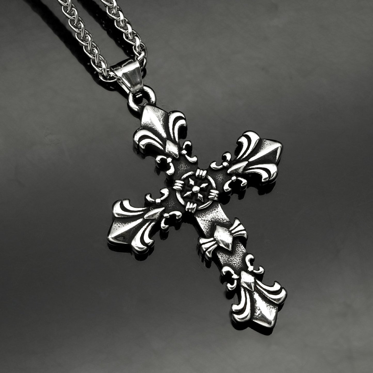 Steel Necklace – Vintage Cross Pendant