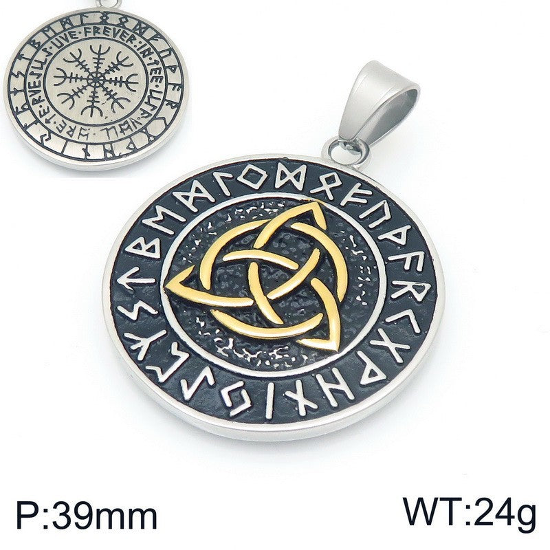 Planderful Men Double Sided Nordic Rune Pendant Titanium
