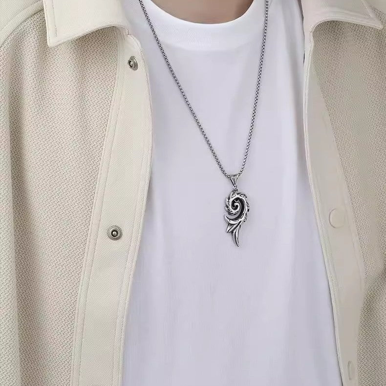 Planderful Jewelry Phoenix Flame Necklace Steel For Men