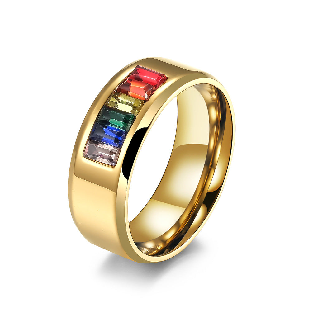 Steel Ring - Minimalist Rainbow Color Band