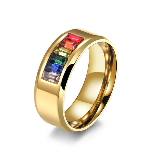 Steel Ring - Minimalist Rainbow Color Band