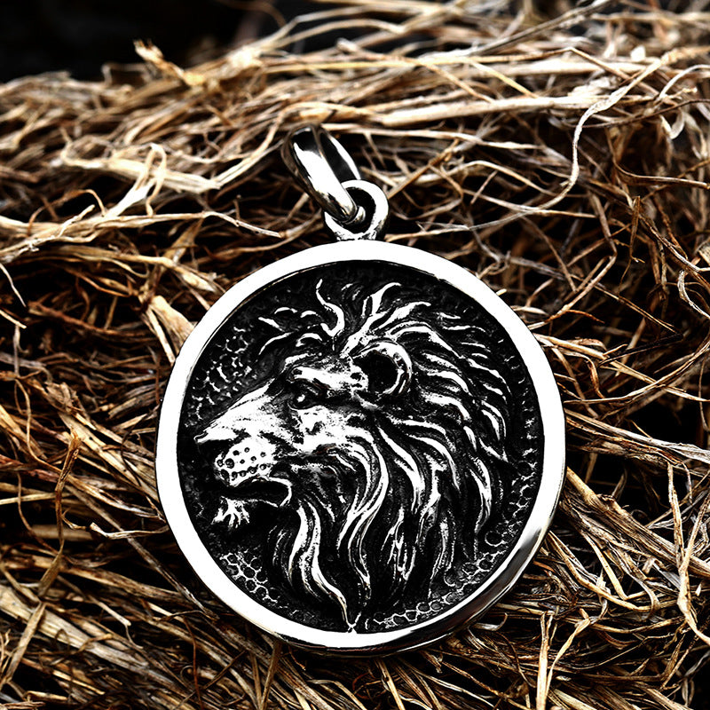 Retro Titanium Steel 3D Lion Pendant Accessories for Men - Cross-Border Stainless Steel Design