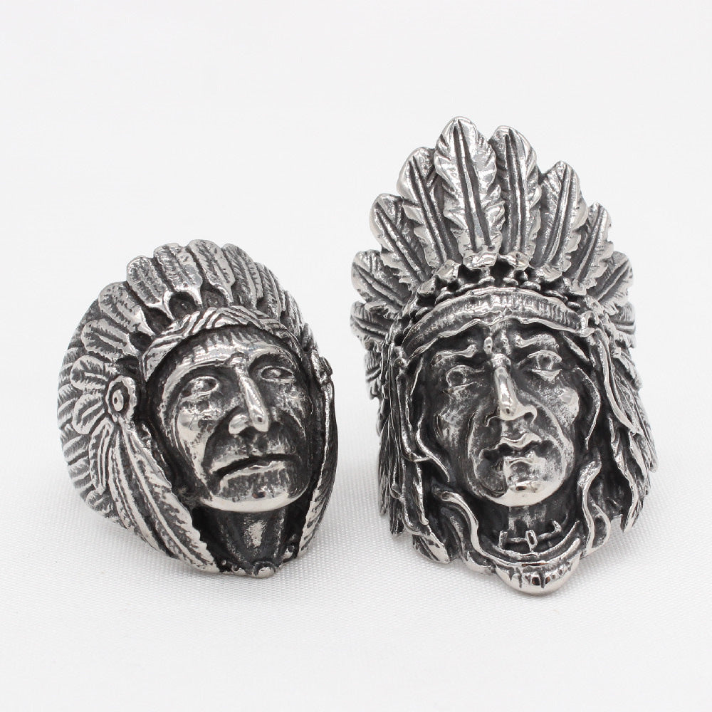 Planderful Titanium Steel Ring Unisex Durable Classic Retro American Indian Style Everyday Genie Collection