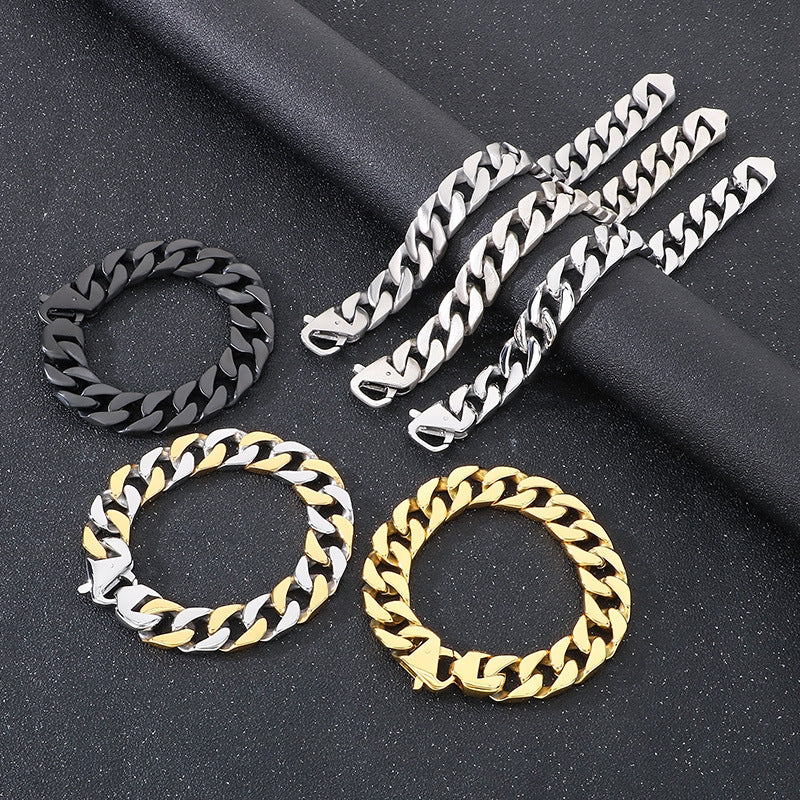 Hip-Hop Minimalist Bracelet – Vacuum Electroplated Dopamine Cut-Edge Cuban Chain