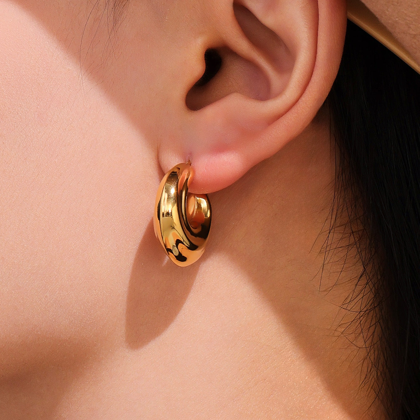 Planderful Hollow C Earrings 18K Gold Plated for Women