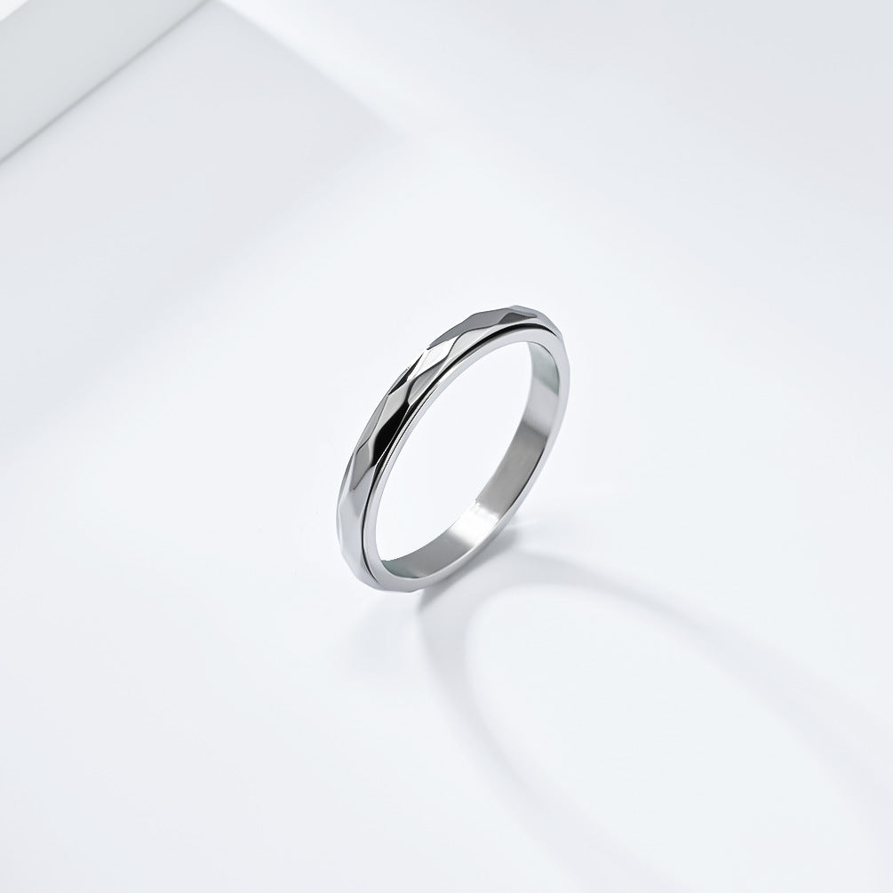 Steel Ring – Minimalist Geometric Rotating Rhombus