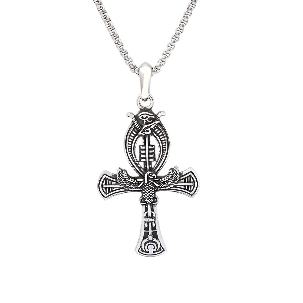 Eye of Horus Cross Stainless Steel Men's Pendant Necklace
