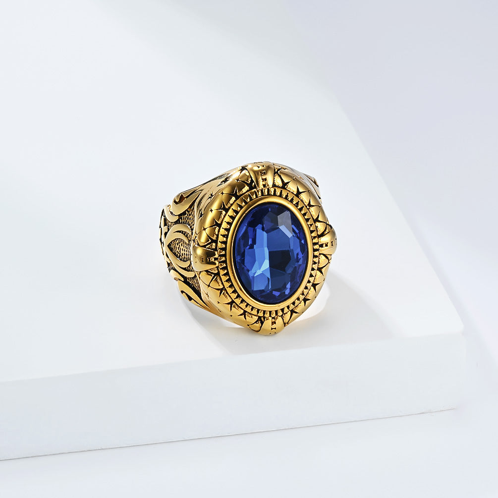 Planderful Zulfikar Sword Ring Retro Titanium Stainless Steel Zircon Unisex Fashion Jewelry Size 8 9 10 11 12