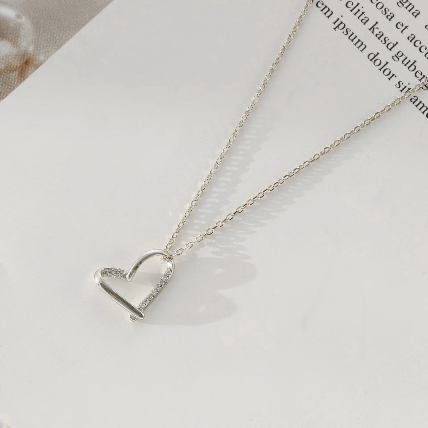 925 Sterling Silver Women's Japanese Korean Style Hollow Love Necklace