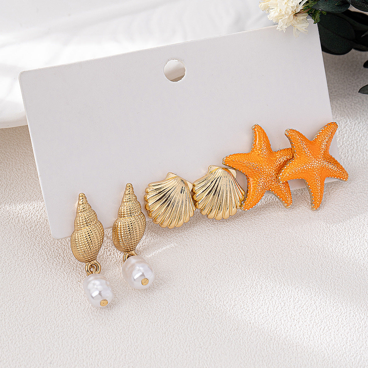Planderful Vienna Verve Ocean Beach Earrings Set – Charming Starfish and Shell Designs