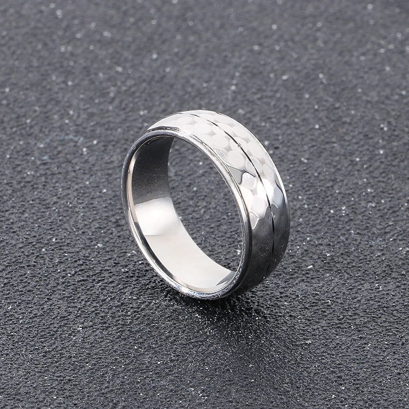 Planderful Titanium Mens Ring Double Row Texture Beaded