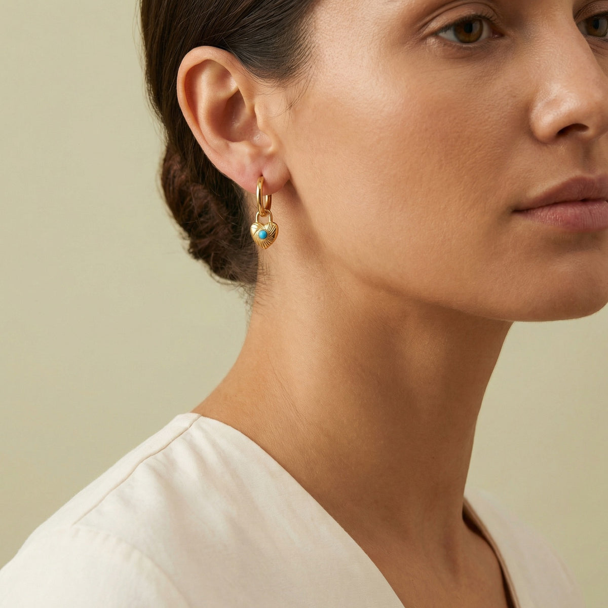 Turquoise Heart Jewelry — Earrings or Necklace