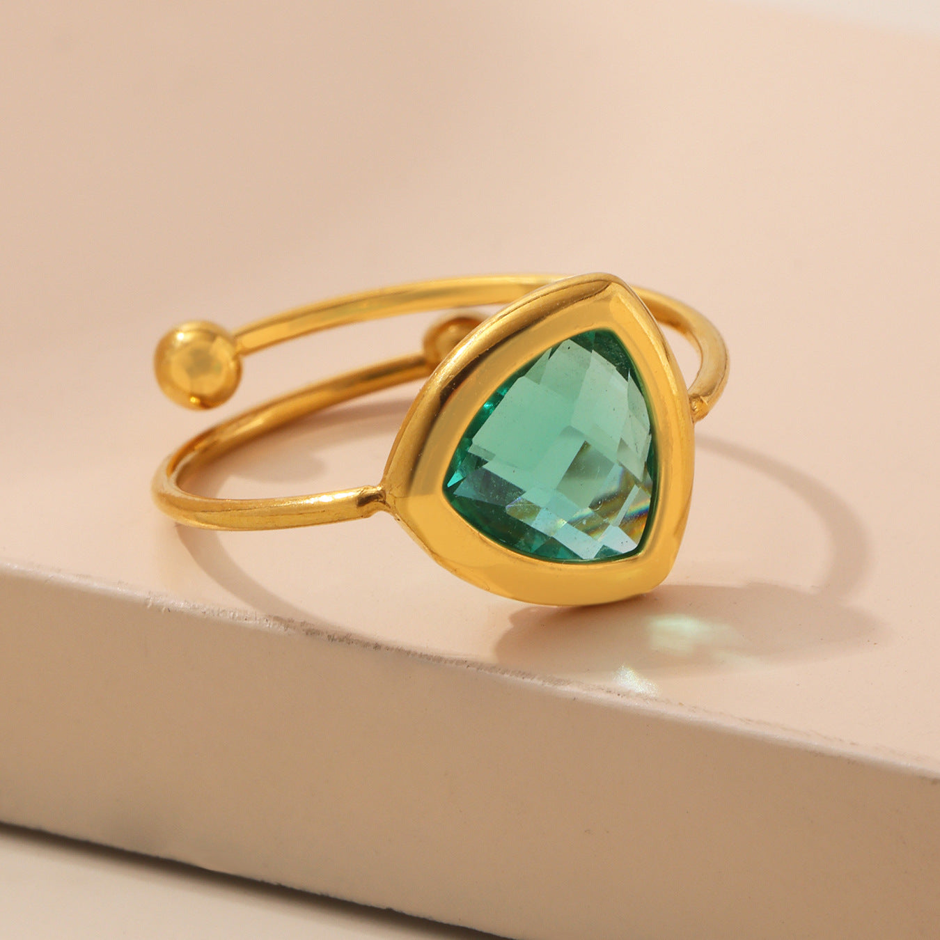 Planderful 18K Gold Plated Ring For Her Czech Glass Ball