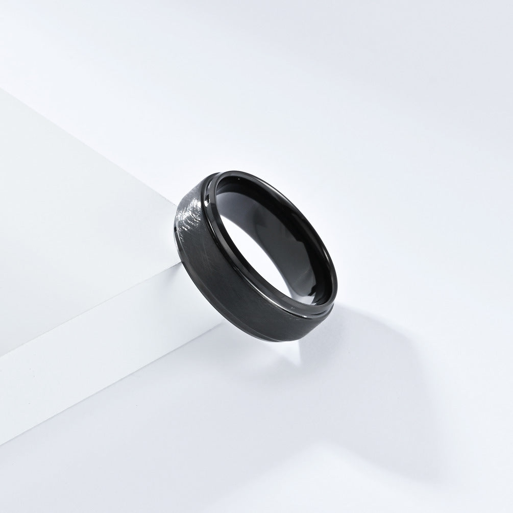 Matte Brushed Tungsten Steel Ring for Men by Planderful
