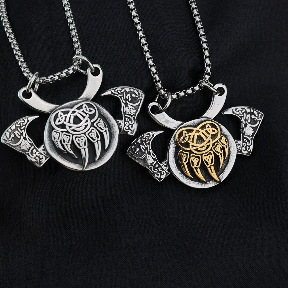 Vintage Nordic Men's Stainless Steel Viking Axe Pendant