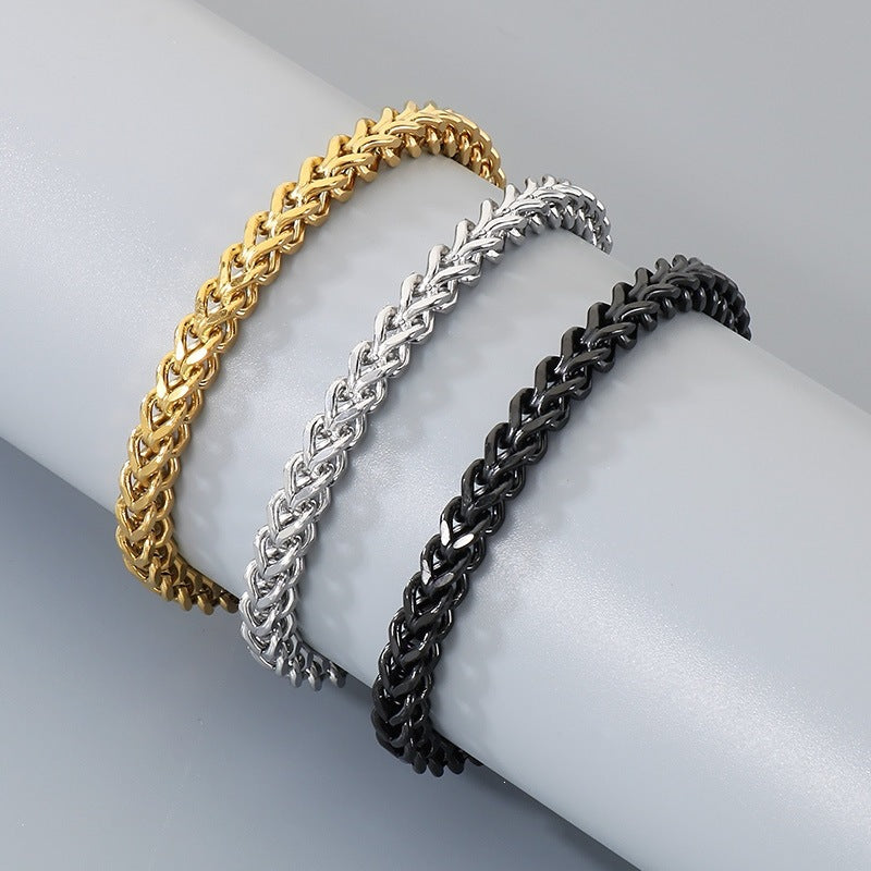 Stainless Steel Front & Back Bracelet – Commuting 5mm Keel Chain Adjustable Business